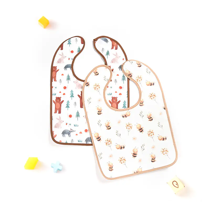 Bird Print Waterproof PU Baby Bib