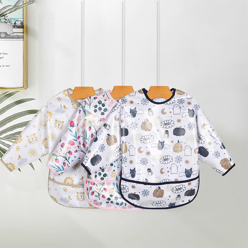 Waterproof PU Long Sleeve Baby Bib