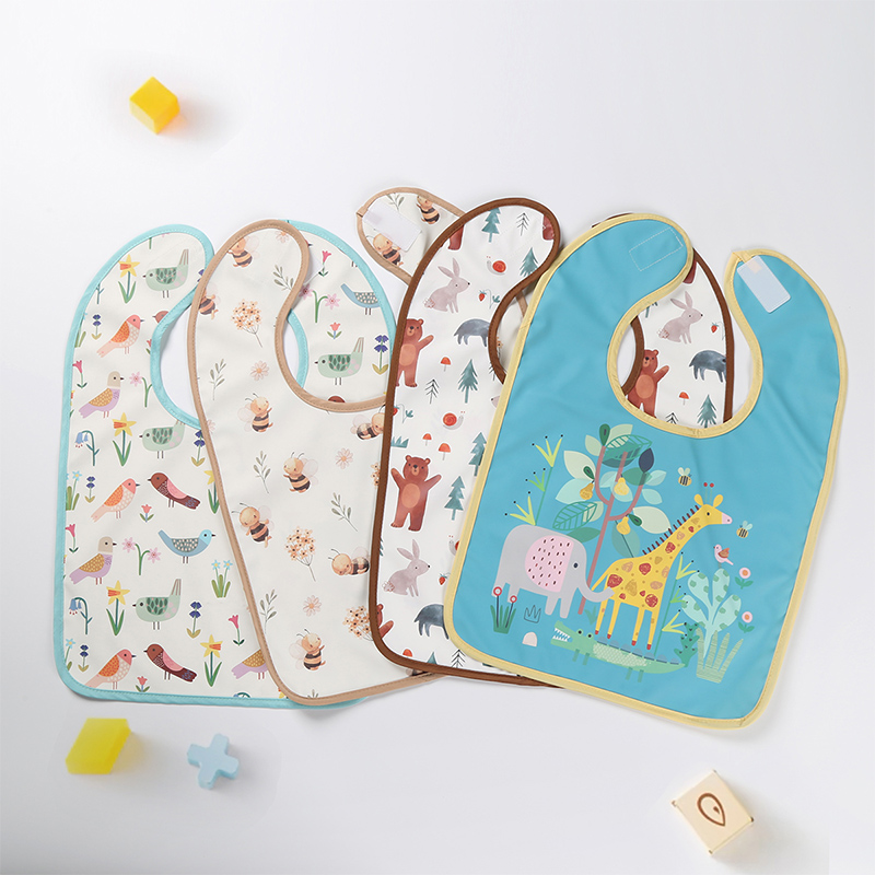 Bird Print Waterproof PU Baby Bib
