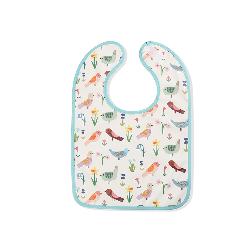 Bird Print Waterproof PU Baby Bib