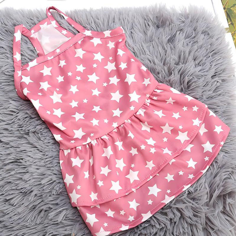 Printed Cat Dress Soft Chiffon Pet Skirt Apparel