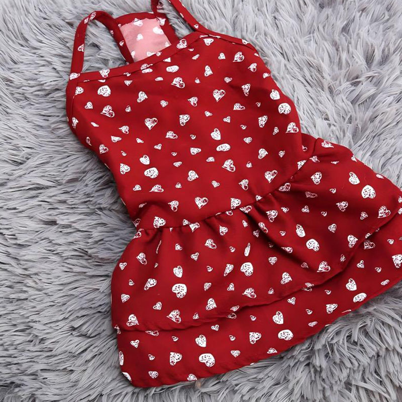 Printed Cat Dress Soft Chiffon Pet Skirt Apparel