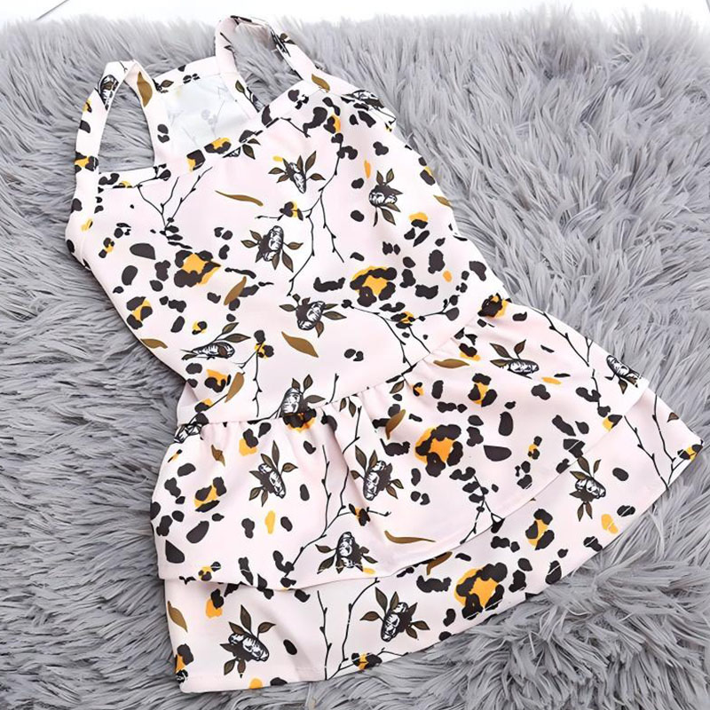 Printed Cat Dress Soft Chiffon Pet Skirt Apparel