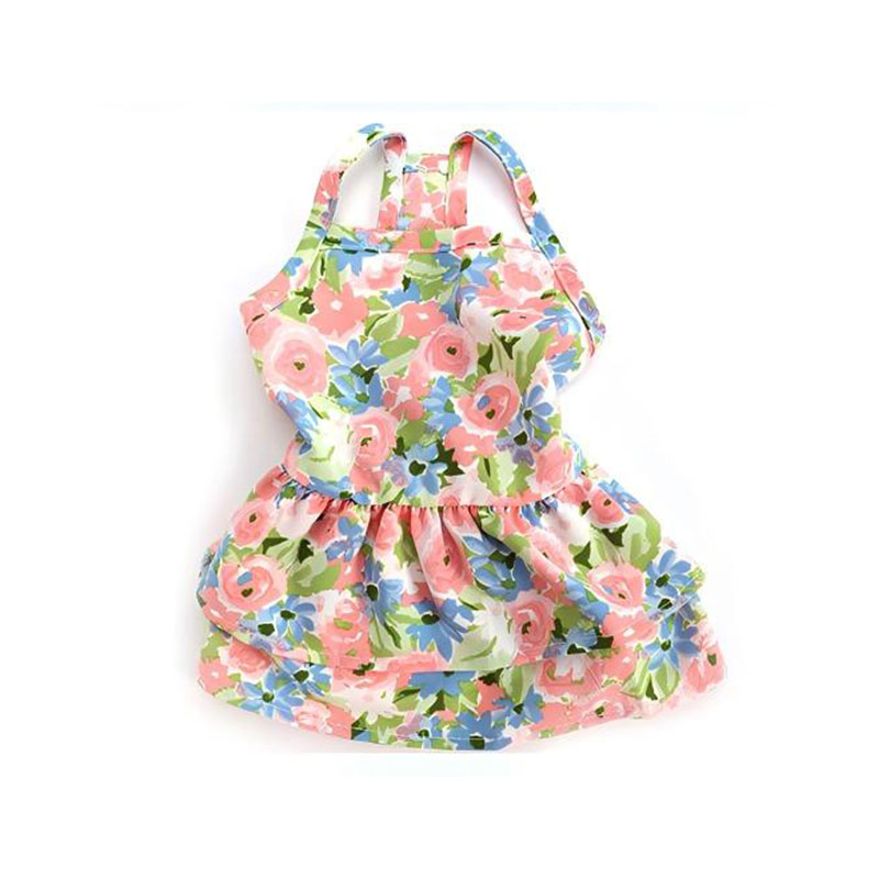 Printed Cat Dress Soft Chiffon Pet Skirt Apparel